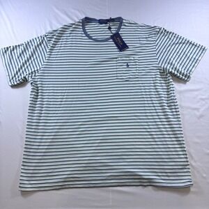Polo Ralph Lauren Mens XXL Weathered Striped Pocket T-Shirt Green Blue NWT